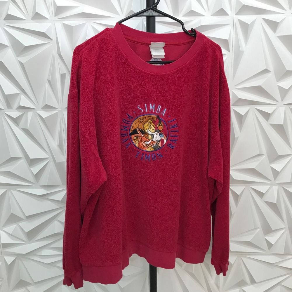 The Disney Store Womens The Lion King Fleece Pullover Sz Large Red Long Sleeve - Picture 1 of 6